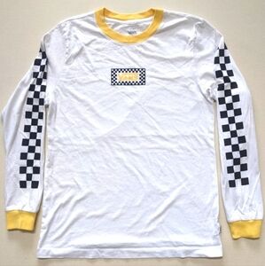 Vans black white check long sleeve tshirt, size medium